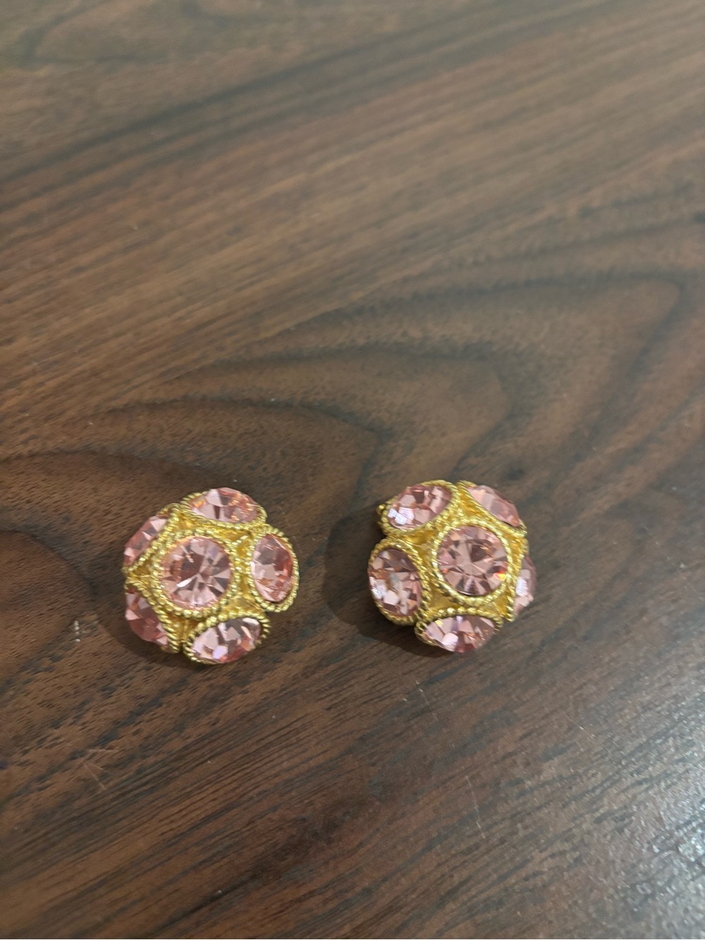 Designer Gold plated Rhinestone clip earrings signed "Blanca"